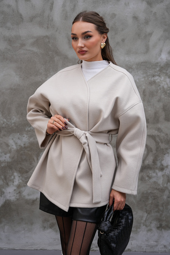 MAG FASHİON Comfortable Fit Cardigan/Jacket with Tie Detail