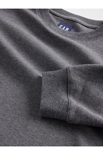 GAP Erkek Koyu Gri Waffle Crew T-Shirt