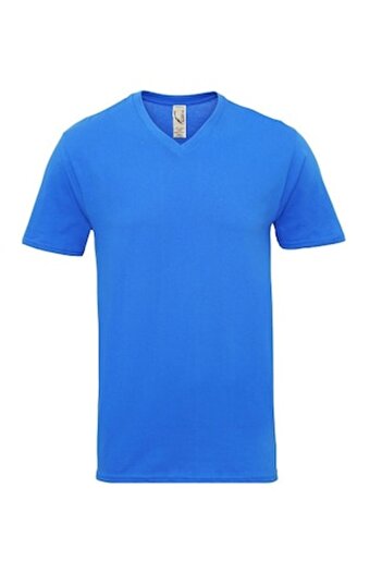 unbranded - Men's T-shirt, 100% cotton, V-neck, blue color, size M