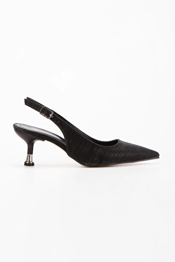 MFT AYAKKABI Open Back Pointed Toe Stylish Heeled Evening Dress Shoes Black