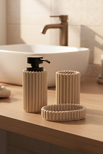 Amandus Poly - 3-Piece Bathroom Set Liquid Soap Dispenser Bathroom Organizer Bathroom Organizer