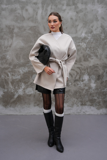 MAG FASHİON Comfortable Fit Cardigan/Jacket with Tie Detail