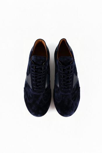 GIESTO Partial Leather Navy Blue Shoes