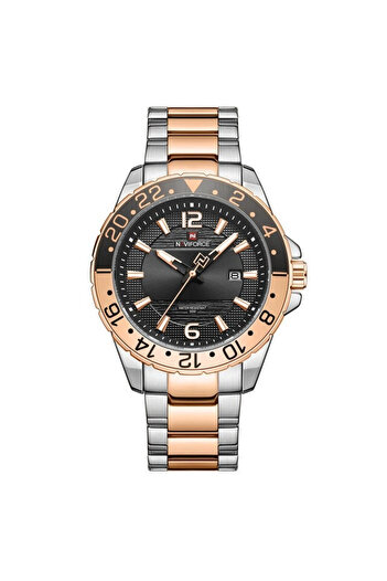 Naviforce Men's Watch Steel Quartz Analog Date Gold