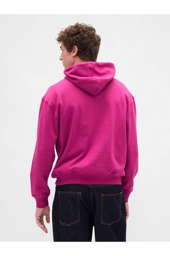 GAP Erkek Pembe Heavyweight Oversized Logo Kapüşonlu Sweatshirt