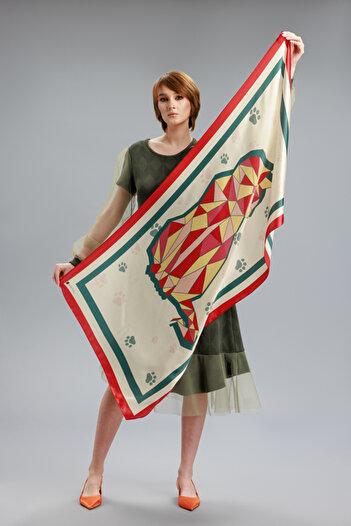 RVL Wonder Cat natural silk scarf