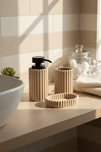 Amandus Poly - 3-Piece Bathroom Set Liquid Soap Dispenser Bathroom Organizer Bathroom Organizer