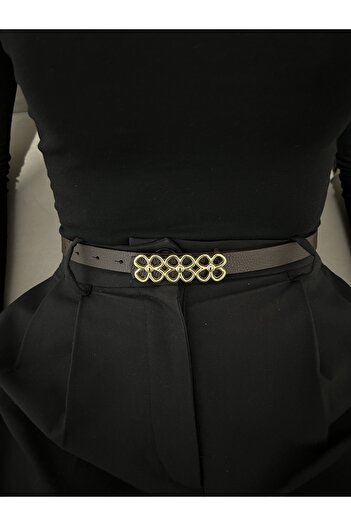 LİA KEMER Mythic Papatya Gold Buckle Model Women's Belt Waist Belt Coat Belt Dress Belt Trouser Belt