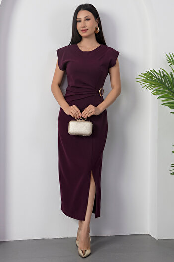 PULLIMM Rochie cu șnur cu cataramă cu decolteu rotund YZC25Y228