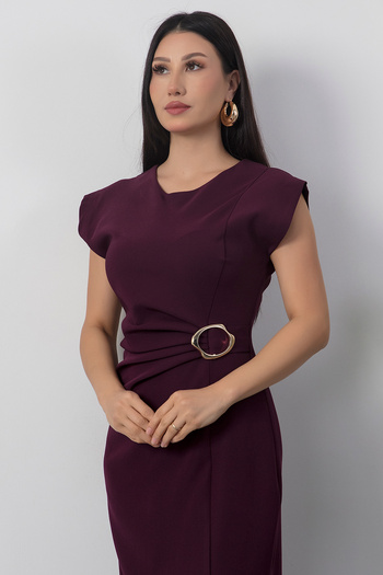 PULLIMM Rochie cu șnur cu cataramă cu decolteu rotund YZC25Y228