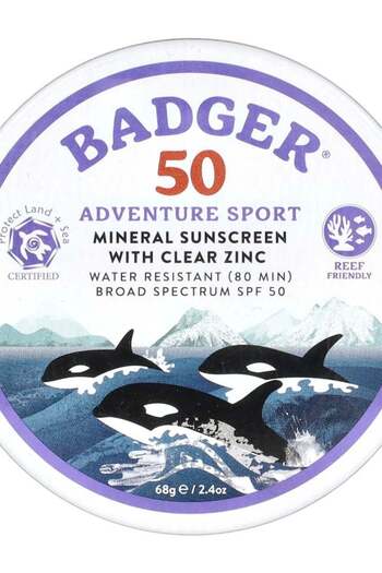 Badger Adventure Sport Mineral Sunscreen with Clear Zinc SPF 50 Unscented 2.4 oz (68 g)