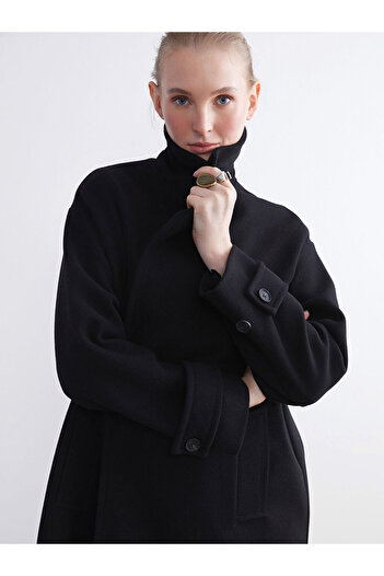 LC Waikiki Stand Collar Women's Stamp Coat
