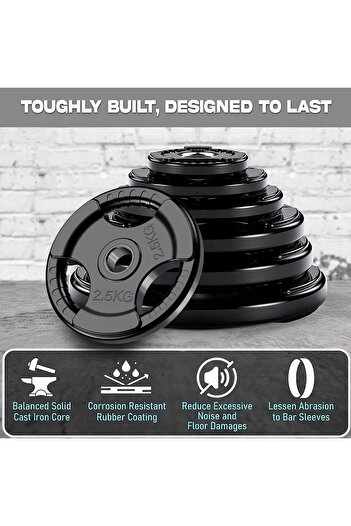 Generic 2 x 2 Inch Olympic Rubber Dumbbell Discs for Strength Training and Professional Weightlifting 2.5kg 2X