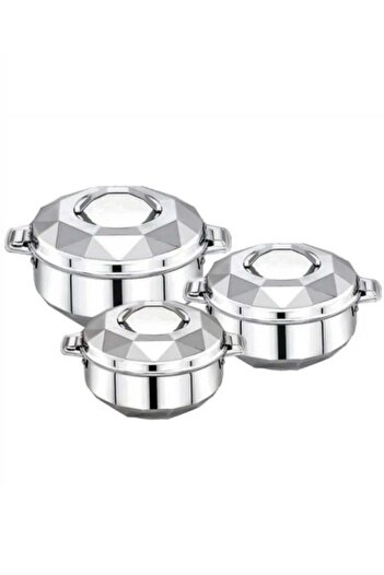 DIAMOND 3-Piece Stainless Steel Food Storage Container Set, 5000/3500/2500ml