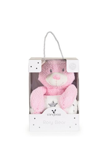Cangaroo Set Baby Blanket Rory Bear Pink 75x90 cm with Plush Bear