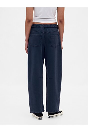 GAP Kadın Lacivert Heavyweight Fransız Havlu Kumaş Barrel Pantolon