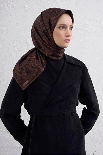 Armine Tivil Pure Silk Scarf 9431 - 80 Καφέ Μικτό σχέδιο