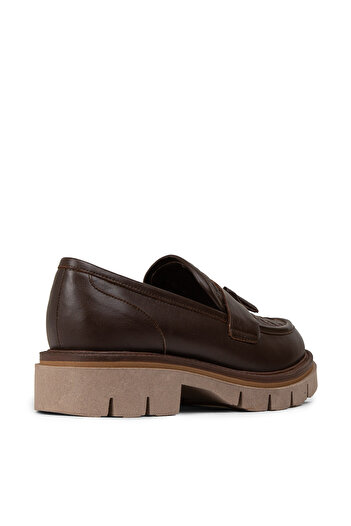 Deery Women's Genuine Leather Brown Tasseled Loafer