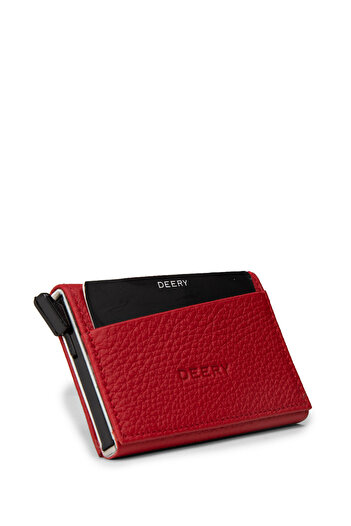 Deery Men's Genuine Leather Red Mechanism Horizontal Wallet