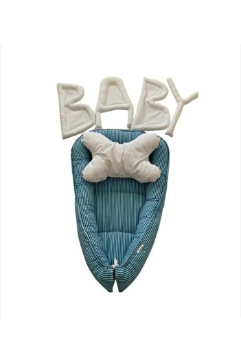 OEM Baby basket 100x57cm blue with white stripes