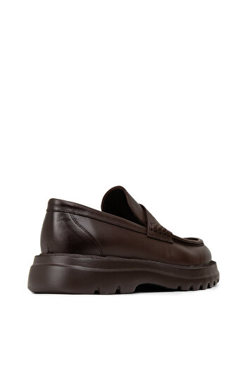 Deery Men's Brown Genuine Leather Thick Sole Loafer