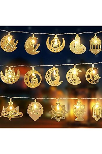 Generic Eid Ramadan Decorations String Lights 10 LED- Crescent Moon Star Mosque Shaped LED Lights.Eid Decor