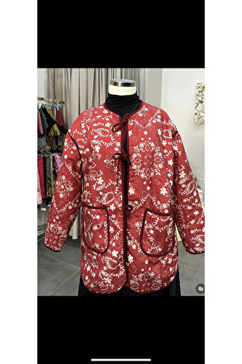 Ketch Patterned Quilted Jacket Bordo