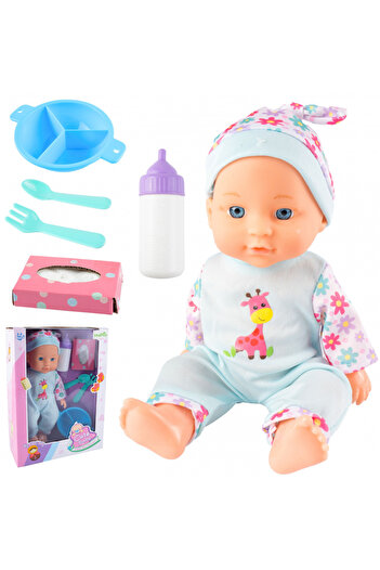 MalPlay Papusa bebe pentru copii Malplay, cu detalii realiste, include set de accesorii pentru hranire, inal