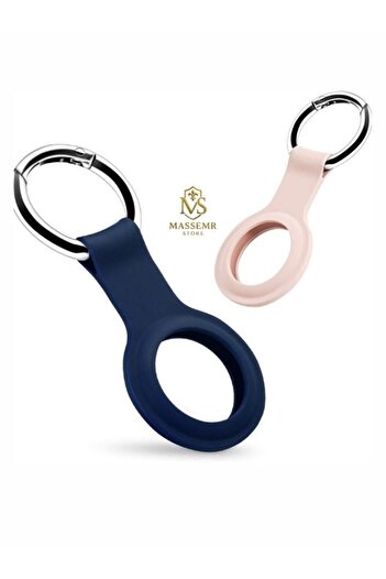 Massemr Apple Airtag Silicone Case Premium Strap Keychain Protective Soft Flexible Cover Apara