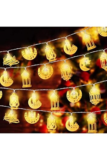 Generic CAMLEO 9.8ft 20 LED Eid Moon Star String Lights - Warm White, Battery Operated, Indoor & Outdoor, R