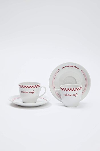 TRENDYOLMİLLA HOME 2-Piece Minimal Patterned Porcelain Coffee Cup Set Tphaw26Kfc00007