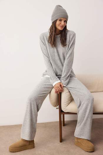 Trendyol Collection Anthracite Plain Soft Knitted Pajama Set Thmaw26Pt00154