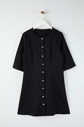 Trendyol Curve Black Finike Woven Plus Size Dress