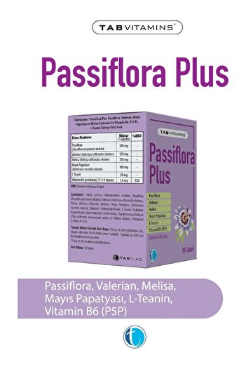 Tab İlaç Tabvitamins Passiflora Plus 30 Tablets 8680133002922