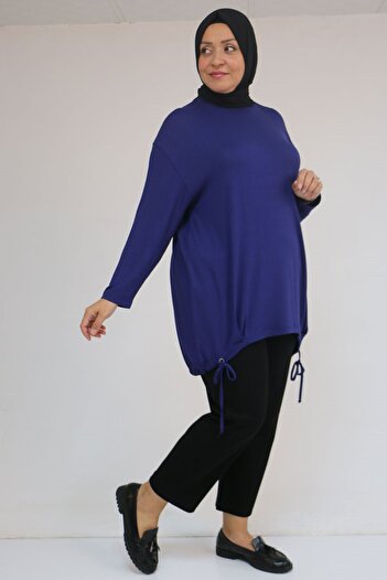 Eslina 58150 Plus Size Strawberry Tunic with Bird's Eye Detail - Indigo