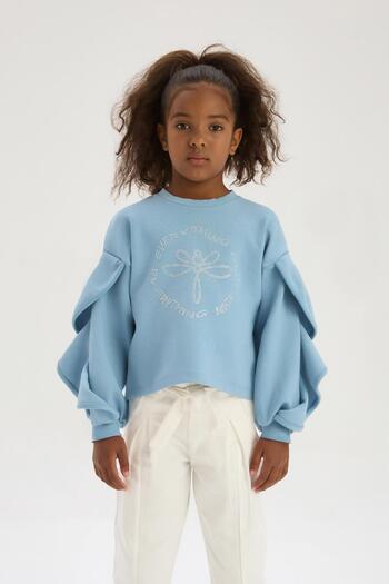 Tyess BG Store Kız Çocuk Mavi Sweatshirt