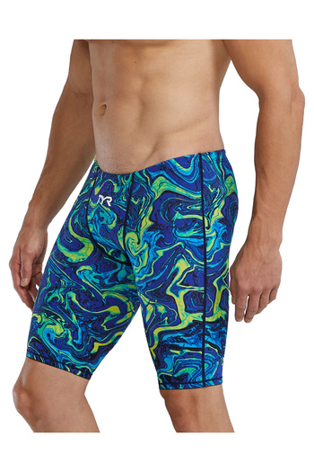 sporsuit Tyr Men's Racing Swimsuit Thresher Jam Yellow/Blue Arena Summer - Winter Championship Racing Swimsuit