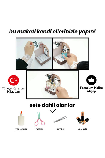 minyaturia Kendin Yap Minyatür Kafe| Minyatür Maket Ev | Dıy Hobi Seti Ve Toz Koruma Camı