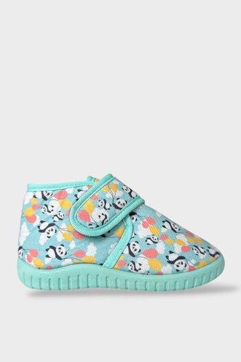 Liger Thematic Velcro Children's Slippers School Nursery Home Shoes Anti-Slip Sole GRAY-WATER GREEN