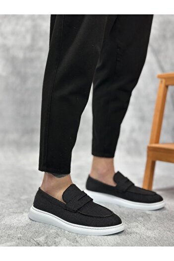 BOA Ba0355 Laceless Linen Black Classic Corcik Men's Shoes