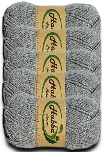 habba respect Habba Acrylic 5-Pack Pkt -1104-Grey- Export Surplus Economical Hand Knitting Yarn