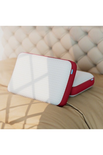 FOM 2-Piece Chubby Visco Pillow with Orthopedic Massage Effect - Red, 60x40x13