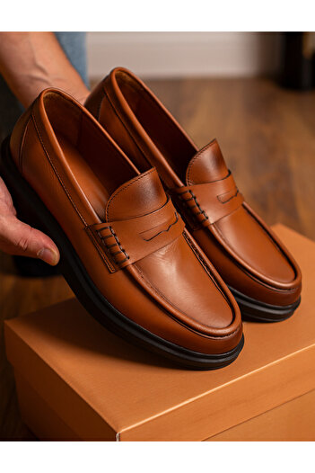 Deery Men's Genuine Leather Tan Color Loafers