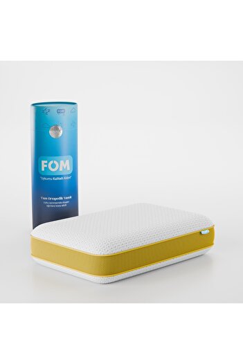 FOM Tombik Full Ortopedik Masaj Etkili Konforlu Visco Yastık, Ortopedik, 60 X 40 X 13, Sarı