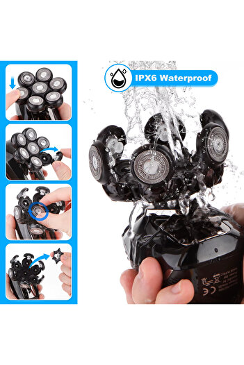 Nubiqo Professional Electric Shaver 7 Blades, 6 in 1, Wet/Dry, Waterproof, With LED Display