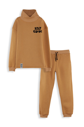 Denokids Stay Cool Oversize Erkek Çocuk Hardal Eşofman Takım
