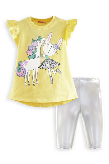 Denokids Unicorn Kız Çocuk T-shirt Metalik Tayt Takım
