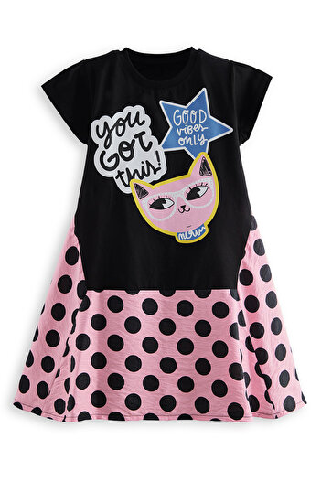 Denokids Havalı Kedi Kız Çocuk Elbise