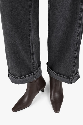 Shoeberry Women's Noria Brown Leather Short Heeled Boots