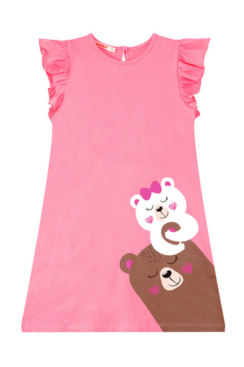 Denokids Rosa ärmelloses Sommerkleid - Mädchenbären